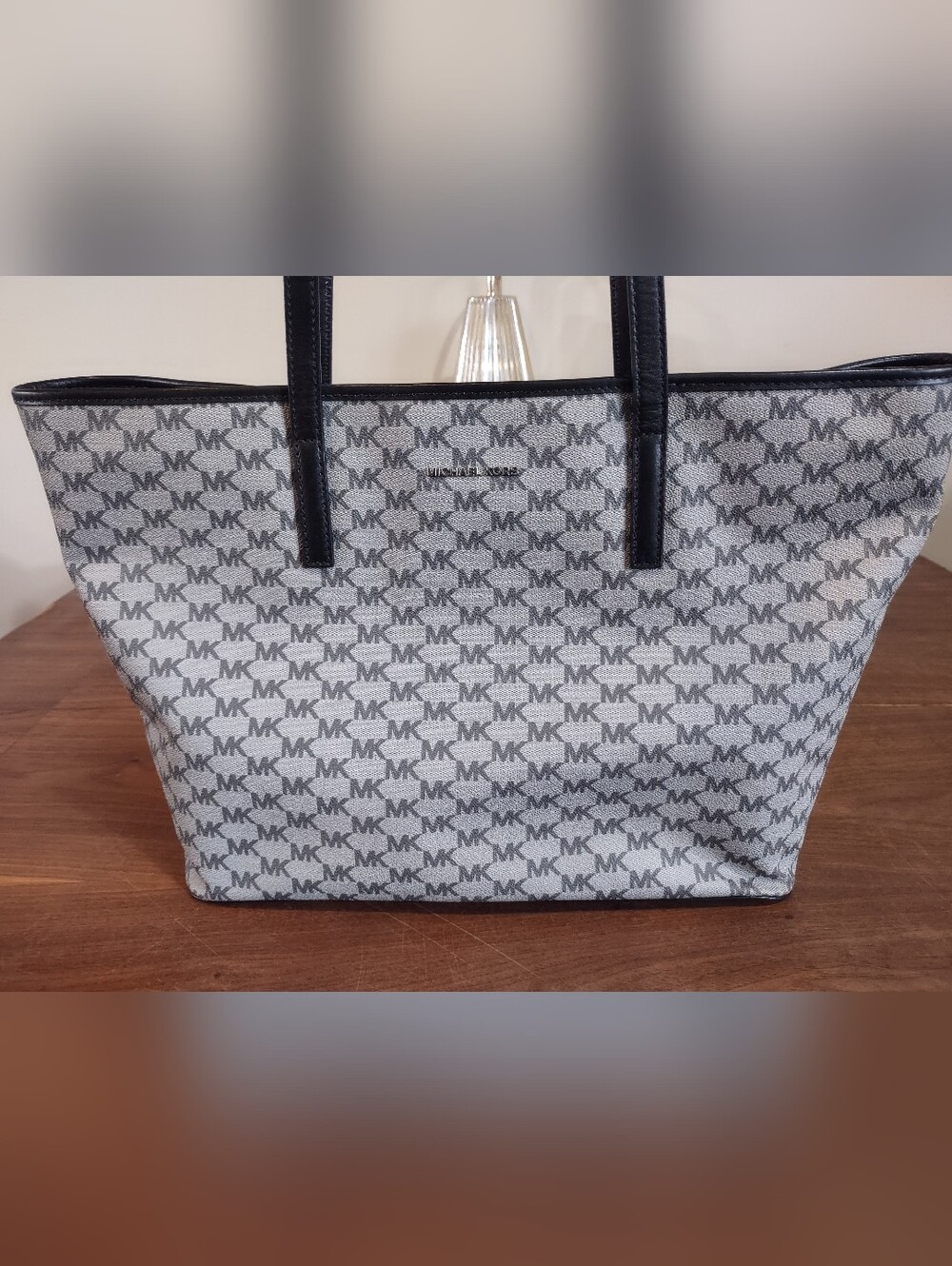 Michael Kors Gray MK Logo Tote Bag